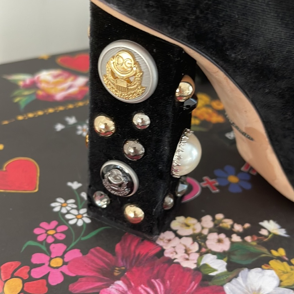 Dolce & Gabbana Jeweled Heel Velvet Booties-Women's EU Size 39 1/2 (8 1/2) - Picture 11 of 17